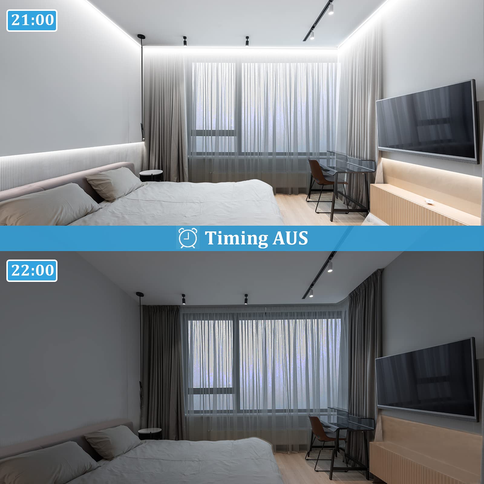 WOBANE Striscia Led 10 Metri Bianco, 2 * 5m Strisce Led Luce Bianca Freddo 6000K con Telecomando Dimmerabile, Striscia Led Adesiva con Alimentatore 12V per Decorazione Interni,Camera,Soggiorno,Cucina