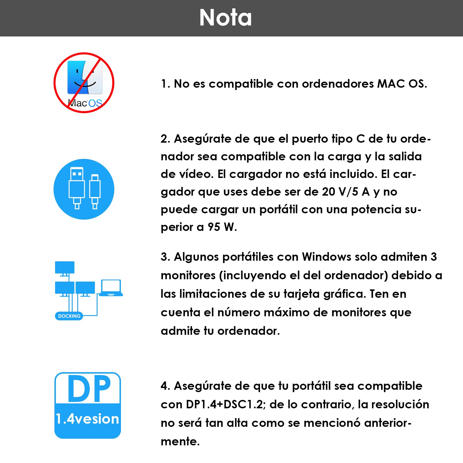 WAVLINK Triple 4K Docking Station con Dual HDMI, DP, 100W PD IN, 3 USB-A2.0 para Dispositivos inalámbricos, Compatible con DELL/HP/Lenovo etc, sólo para Ordenadores con Windows Systerm