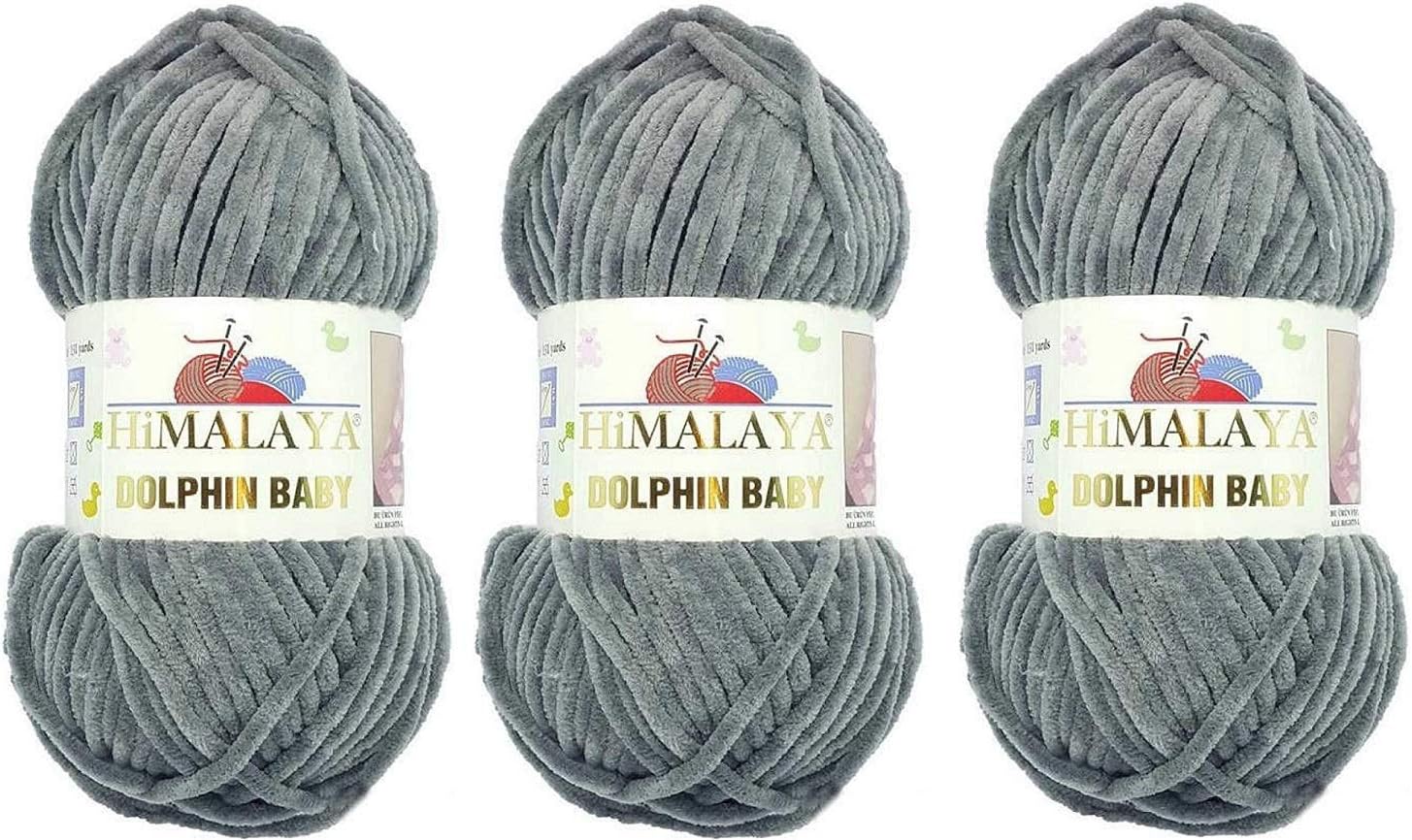 3 Skeins Himalaya Dolphin Baby Yarn 395 Yards 3x100gram Super Bulky Baby Blanket Yarn (80320)