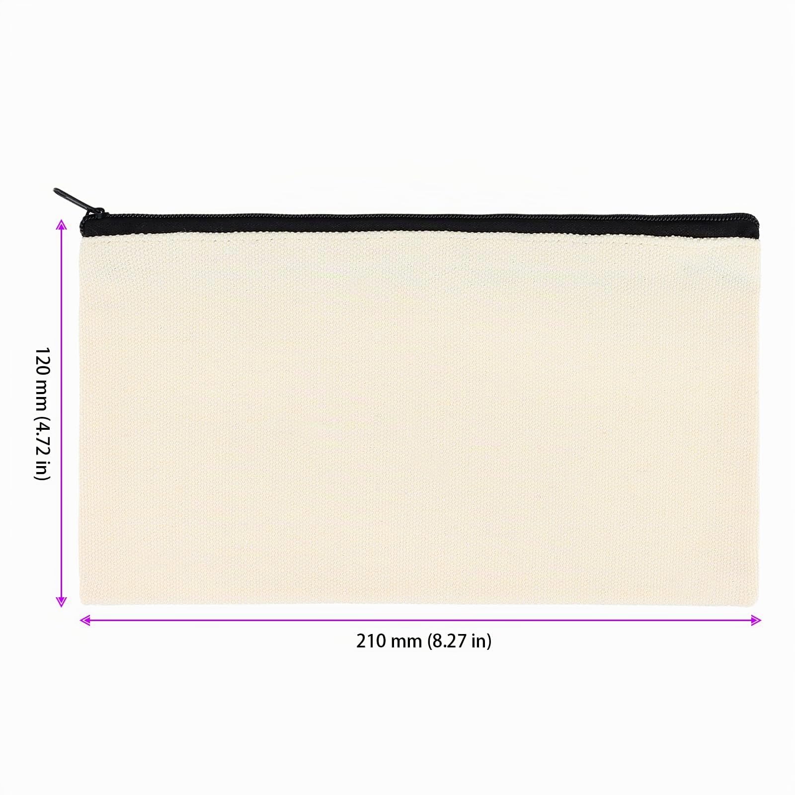 50 Bolsas de Tela en Blanco Para Manualidades, 12 x 21 cm, Estuche con Cremallera Para Pintar, Beige, Moderno