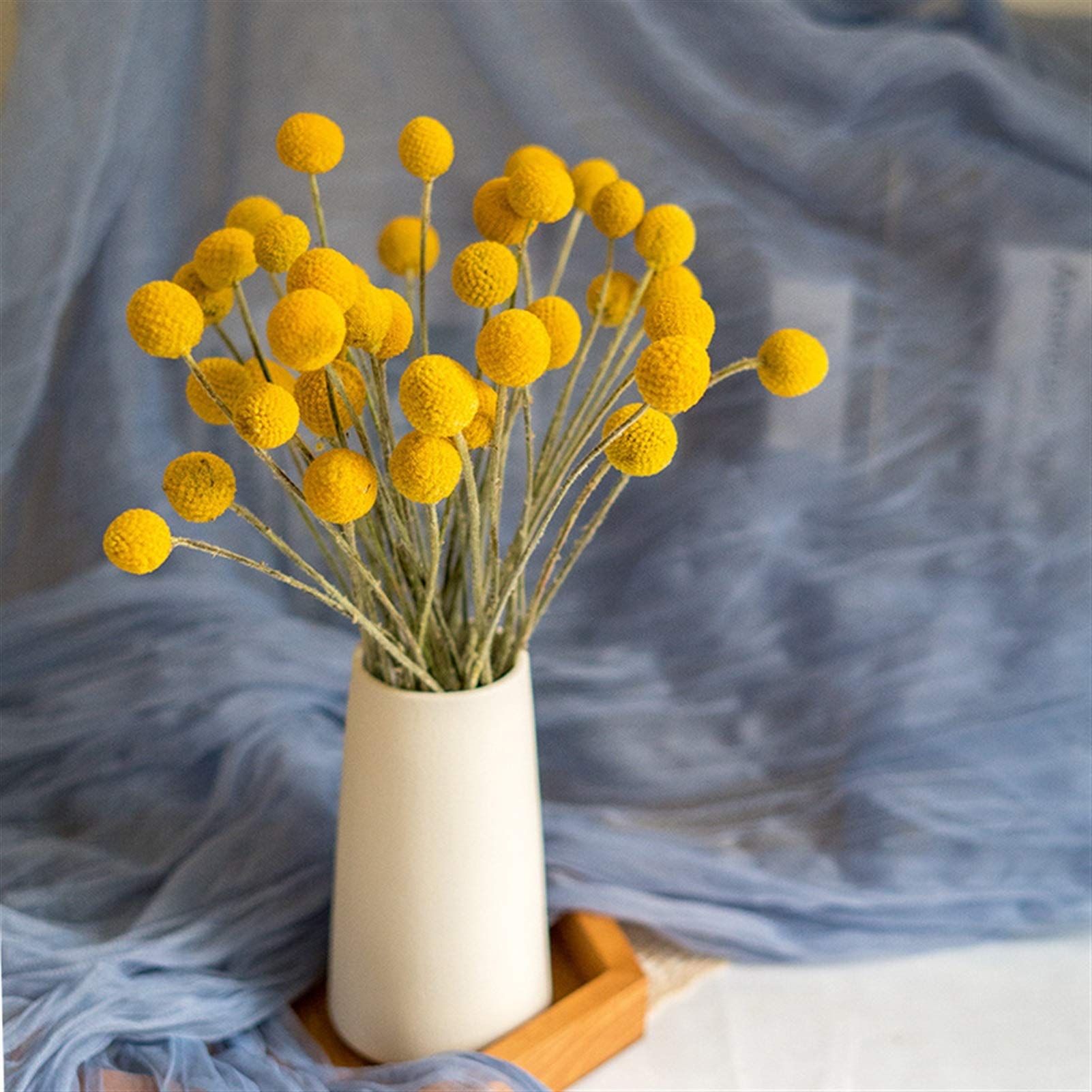 Bouquet décoratif 1 Set Naturel Gypsophila séchée Eucalyptus Golden Ball réel Fleur sèche préservée pour Accessoires de décoration de fête de Mariage à la Maison Fleurs séchées