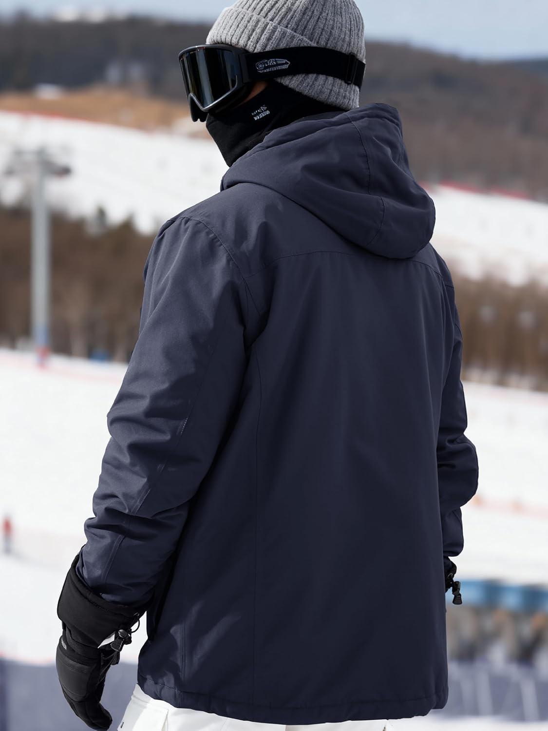 free soldier men's waterproof ski snow jacket fleece lined warm winter rain jacket with hood fully taped seams medium midnight navy