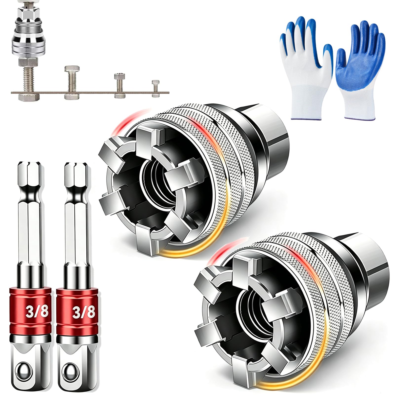 ELMVAR Upgraded Multi-Function Universal Socket Wrench Tool, Self Adjusting Universal Socket Wrench, 10mm-19mm DIY Universal Maintenance Tool for 3/8" Drive Ratchet Torque Wrench & Power Drill，2Pcs