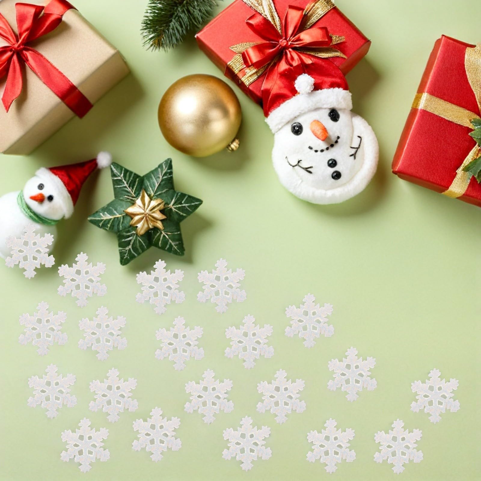 300 Pezzi Decor Fiocchi di Neve in Resina Bianca Glitterata per
