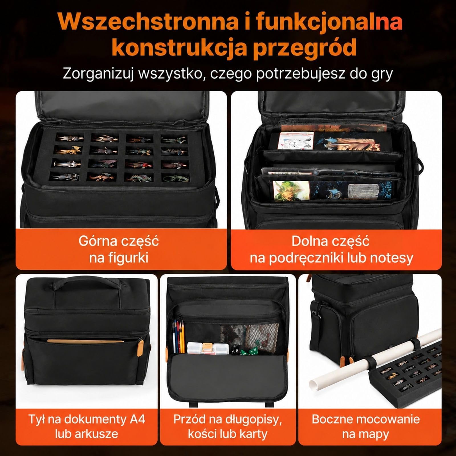 Torba transportowa na 16 miniatur piechoty, uchwyt, regulowany pasek na ramię, 1 warstwa pianki, modele nie wchodzą w skład zestawu