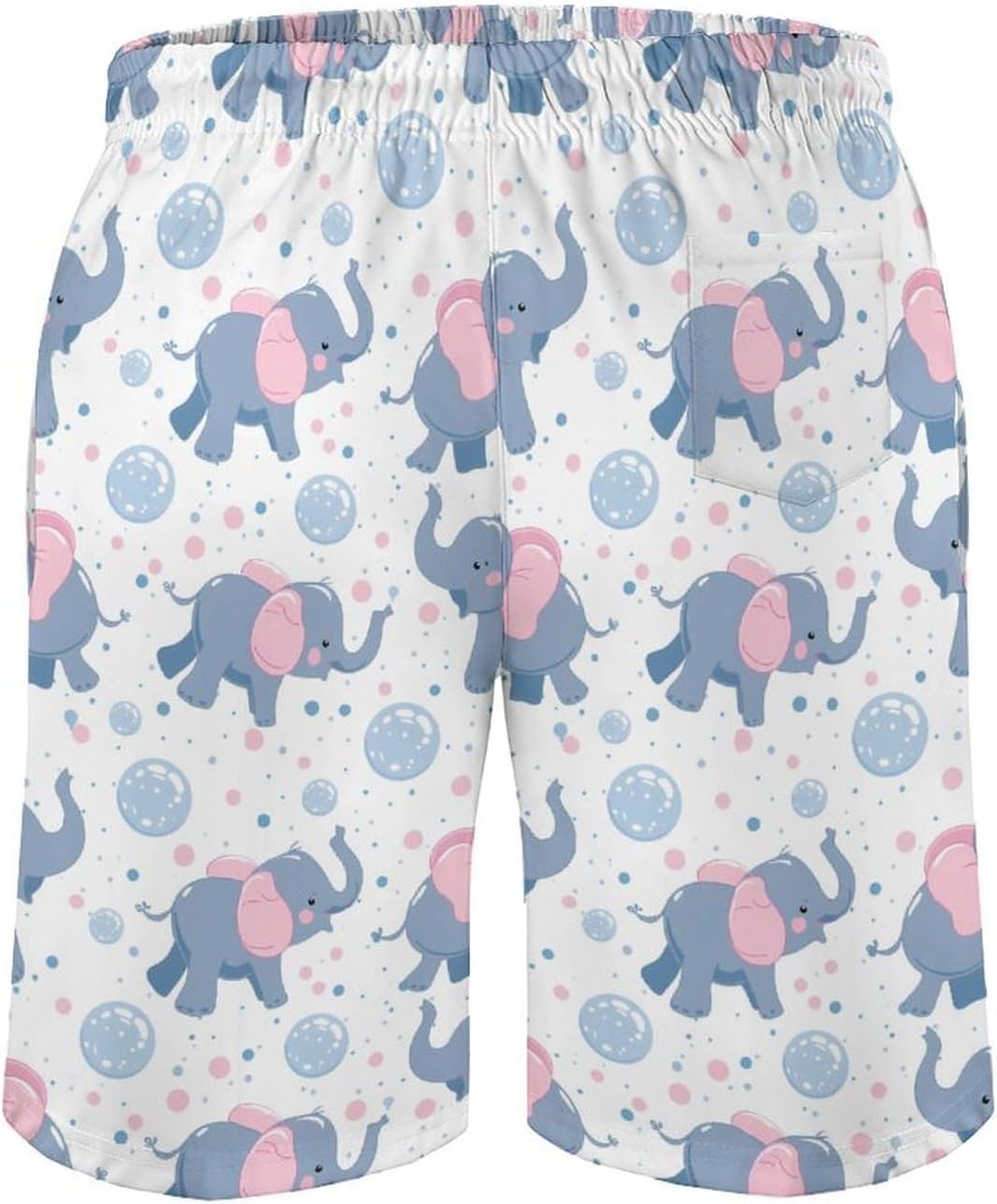 Cute Elephants and Bubble Casual Men's Swim Trunks Novelty Summer Beach Shorts Swimwear with Pocket
