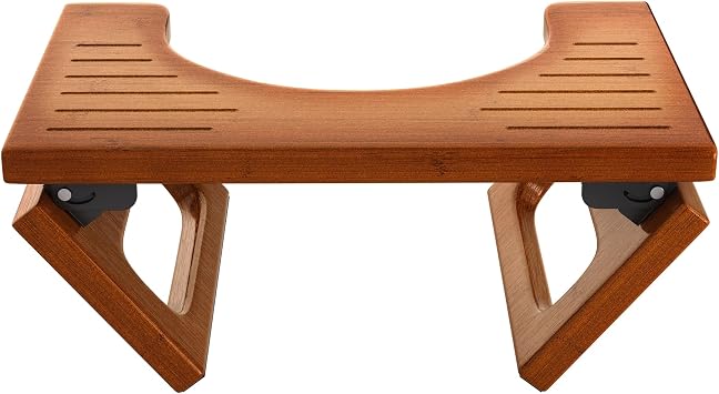 AmazerBath 7 Inches Bamboo Toilet Stool Squat for Adults, Foldable Squatting Potty Stool for Bathroom, Toilet Foot Pooping Steps Stools with Non-Slip Strip, Improve Bathroom Posture and Comfort, Brown