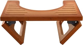 AmazerBath 7 Inches Bamboo Toilet Stool Squat for Adults, Foldable Squatting Potty Stool for Bathroom, Toilet Foot Pooping Steps Stools with Non-Slip Strip, Improve Bathroom Posture and Comfort, Brown