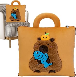 Travel Blanket and Pillow - 455g Capybara Cushion, Cozy Nap Mat, Portable Sleeping Travel Support Set | Compact Support Solution for Adults Kids Toddler Airplane Camping Car Home Office Daycare