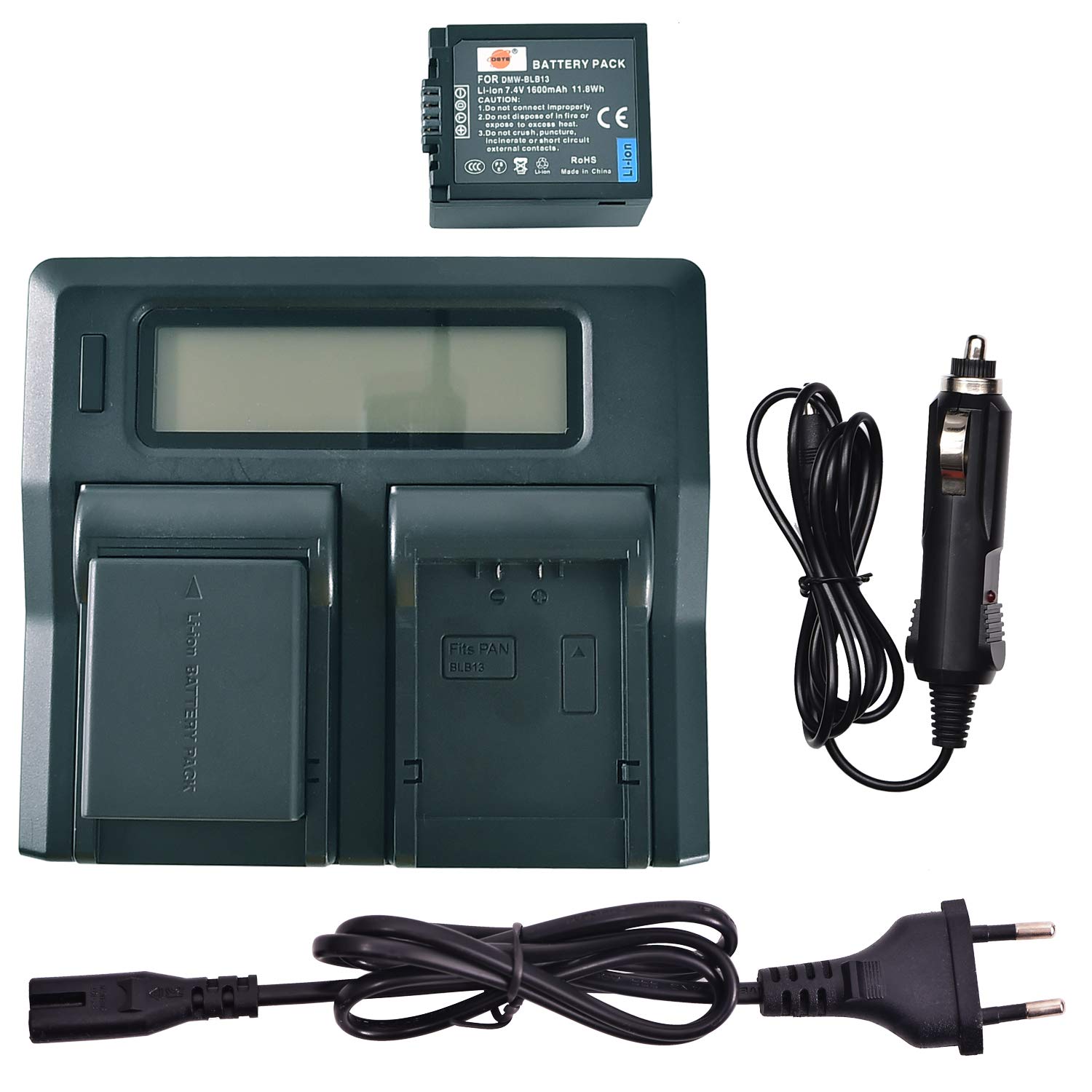 DSTE 2-Pack DMW-BLB13 DMW-BLB13E Batería + LCD Cargador Compatible para Panasonic Lumix DMC-G1 DMC-G2 DMC-G10 DMC-GF1 DMC-GH1