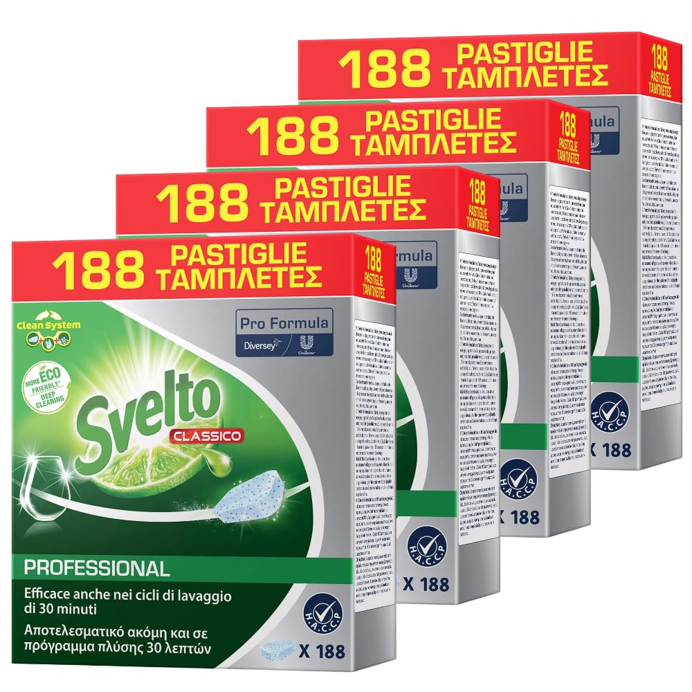 Svelto Pastillas para lavavajillas profesional, juego de 4 x 188 unidades