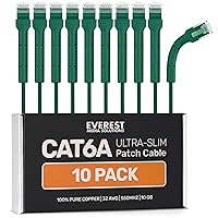 Vista 16 de Everest - Cables de conexión Ethernet Cat6a Ultra Slim de 1 pie (paquete de 24 unidades), color blanco, cable de conexión Cat 6a de 10 GB, cable