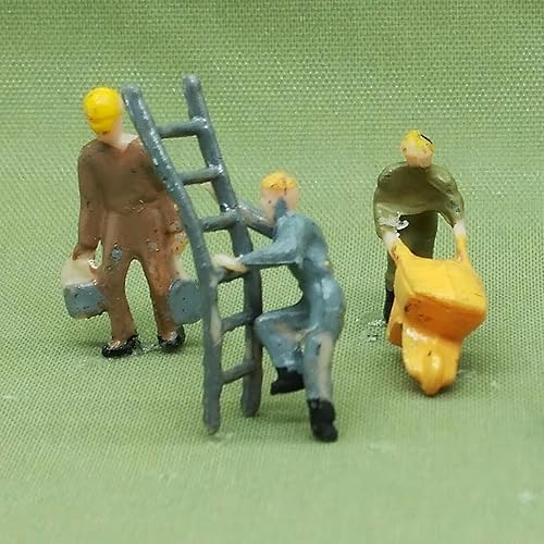 Miniatura 4 de Juego de 27 figuras de personas a escala 187, tren, vías de tren, modelo de trabajador, figuras de personas con herramientas, figuras de trabajador