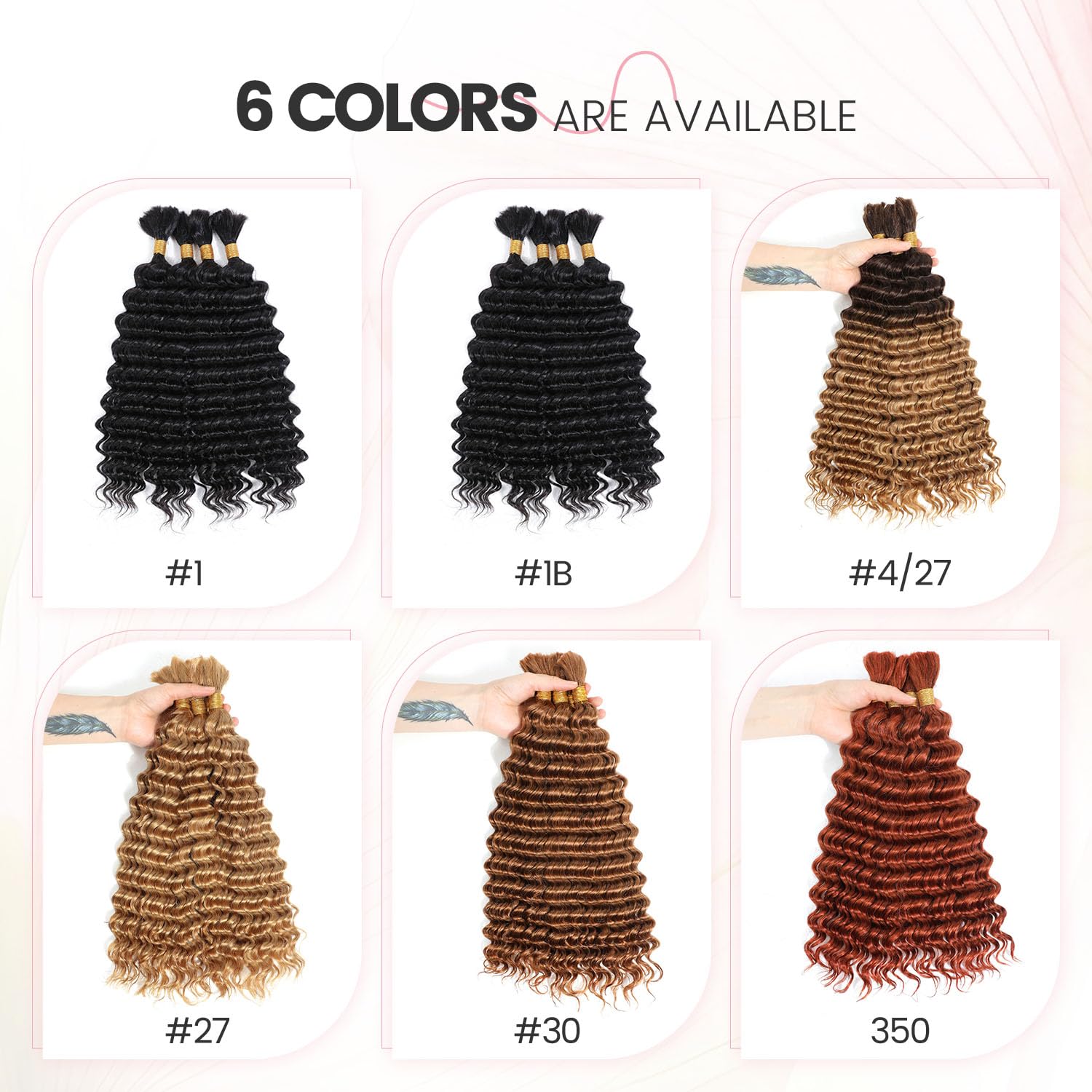 Urbeauty Human Braiding Hair Deep Wave Bulk Human Hair for Braiding, Curly Human Hair for Boho Knotless Braids, Boho Box Braids/Locs/Twist Goddess Gypsy 100% Unprocessed Virgin Human Hair 18 Inch
