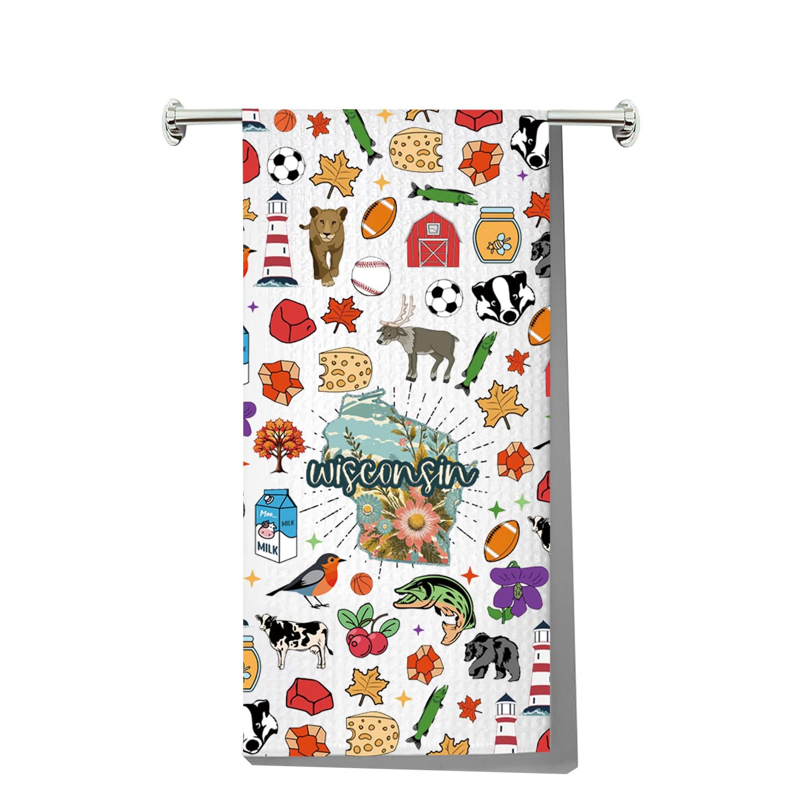 JNIAP Wisconsin Kitchen Towel Wisconsin Souvenirs and Gifts State of Wisconsin Gifts Wisconsin Dish Towel (Wisconsin kt)