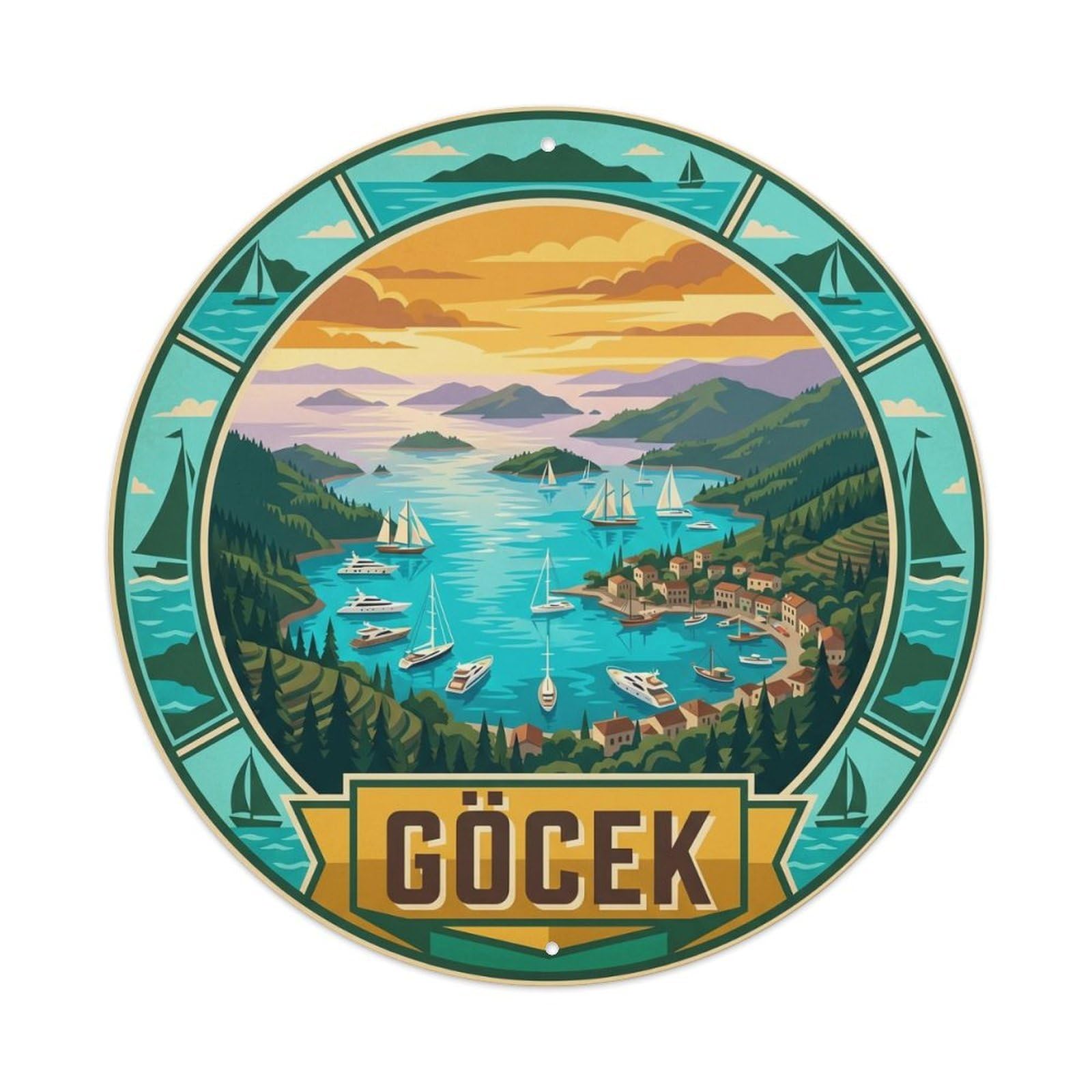 Gocek Bay Mugla Sailing Coast Vintage Travel Metal Tin Sign