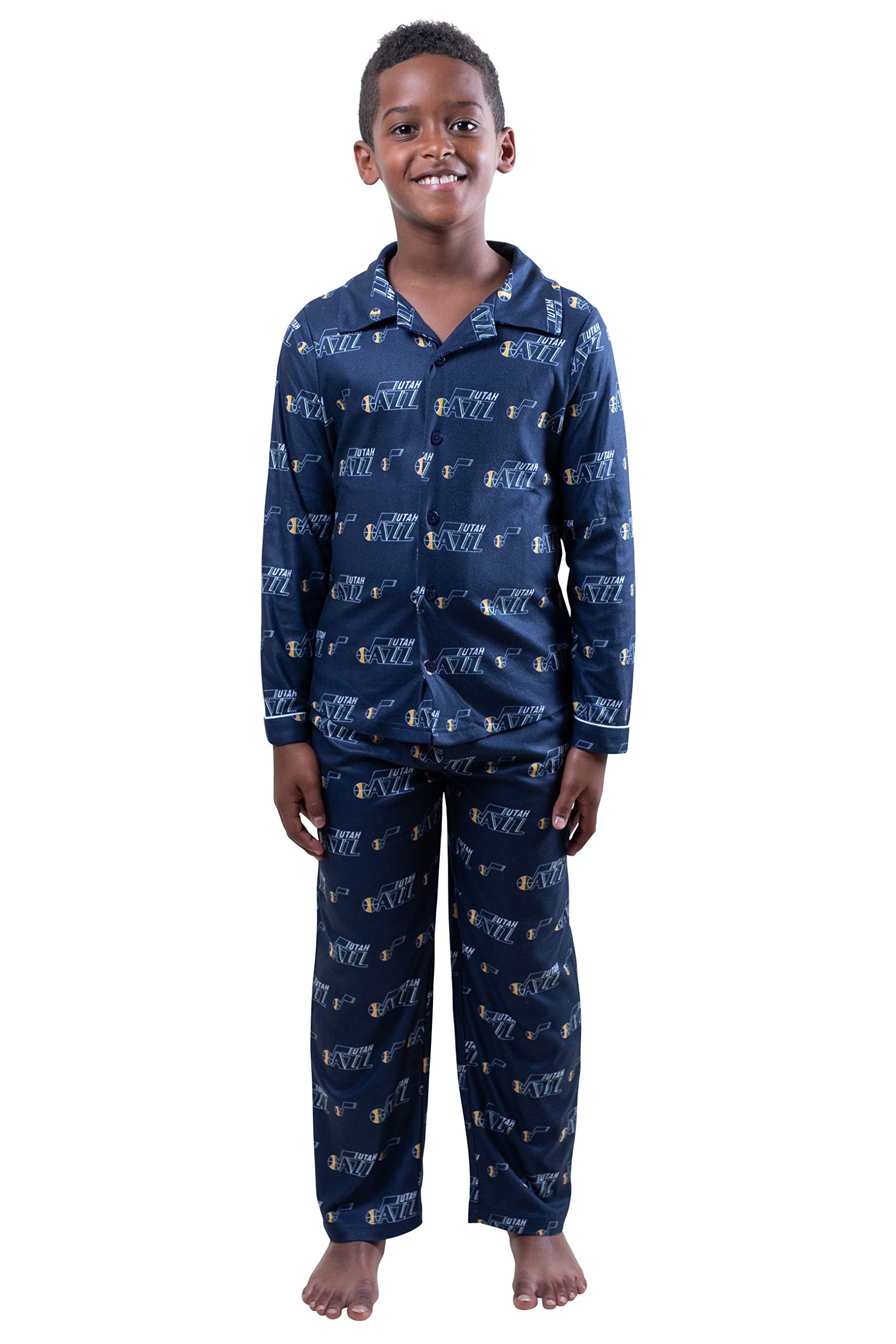 Ultra Game Youth NBA Official 2-Piece Super Soft Button Down Pajamas Set