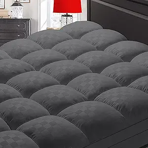 Mattress Topper Twin,Extra Thick Mattress Pad Cover for Back Pain,Cooling Mattress Protector with 8-21 Inch Deep Pocket,Overfilled Down Alternative Filling,Grey
