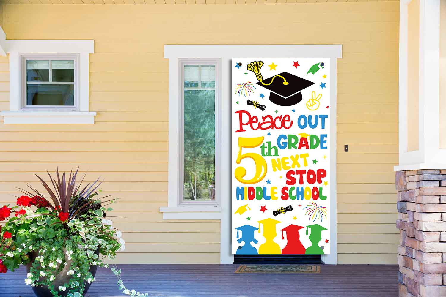 5th Grade Graduation Decorations 2025 - Peace Out School Banner 35.4x70 ...