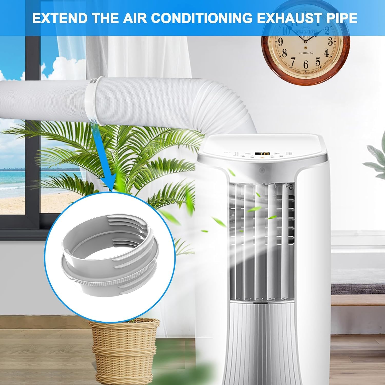 Adaptador Tubo Aire Acondicionado Portatil 130 mm Interior/150 mm Exterior Extensor Tubo Flexible Aire Acondicionado Portátil Adaptador Universal Conector