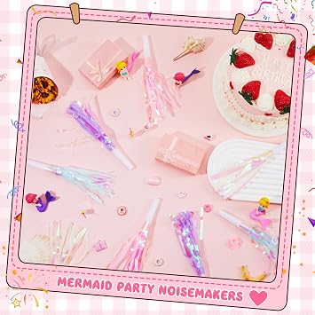24Pcs Party Blowers for Kids Birthday Favor, Mermaid