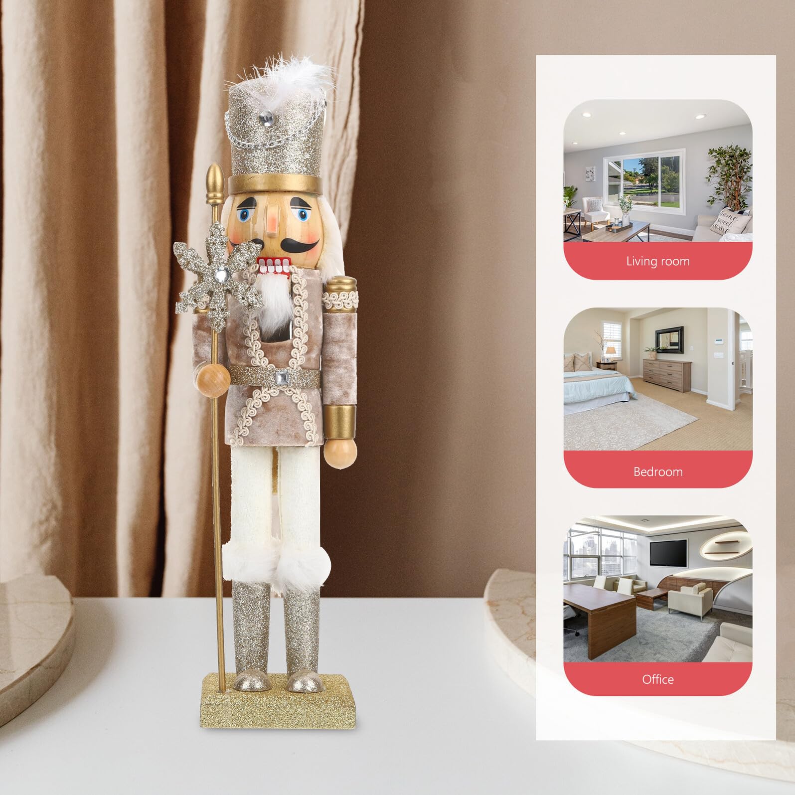 Toyvian Nussknacker-Figur aus Holz Weihnachtsdeko für Zuhause Handbemalt Dekoration für Drinnen Nussknacker-Ornament