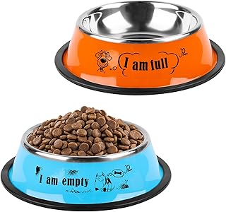 Hundenapf,2 Stück Edelstahl-Haustiernäpfe, Dog Bowl Mit Rutschfesten Fressnapf Hund Für Katzen Oder Kleine Mittlere Hunde Hundeschüssel 400ML product image
