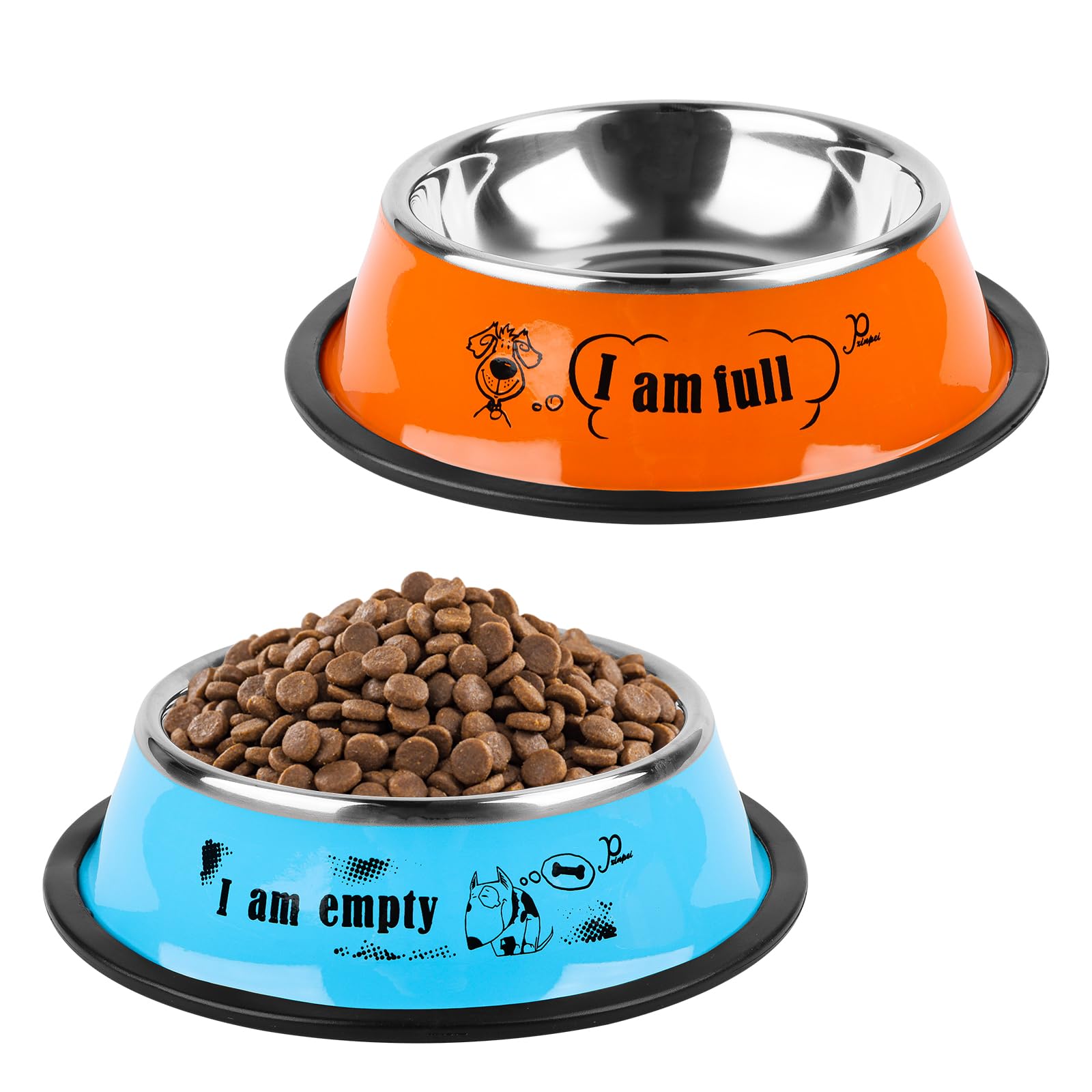 2 Piece Cat Food Bowl, Stainless Steel Dog Bowls for Small Dogs and Water Non-slip Small Dog Bowl Metal for Cat Bowls