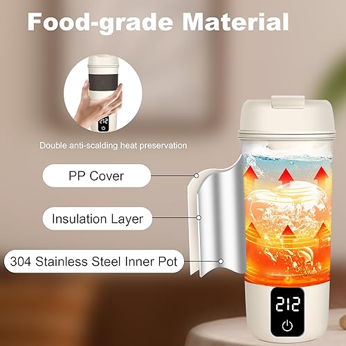 Miniatura 5 de Hervidor de viaje portátil, hervidor de agua caliente eléctrico, pequeña tetera para agua hirviendo con 4 ajustes de temperatura, mini hervidor de