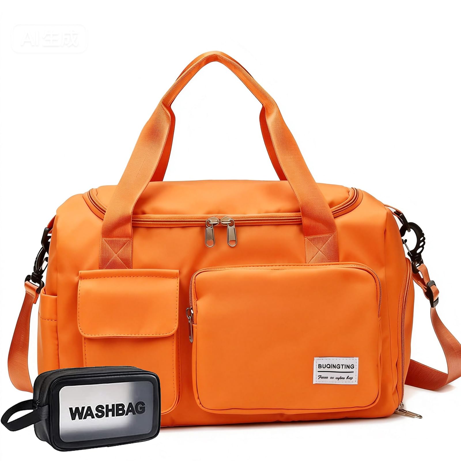 Small Gym Bag for Women, Travel Duffle Bag Carry On Weekender Bag with Shoe Compartment, 08#Orange, 11 * 19.6 * 8.2 inches, Gym Bag&Toiletry Bag