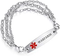 Vista 25 de Brazaletes de alerta médica ajustables de 7.5" a 9" para mujer/hombre, de acero inoxidable, intercambiables