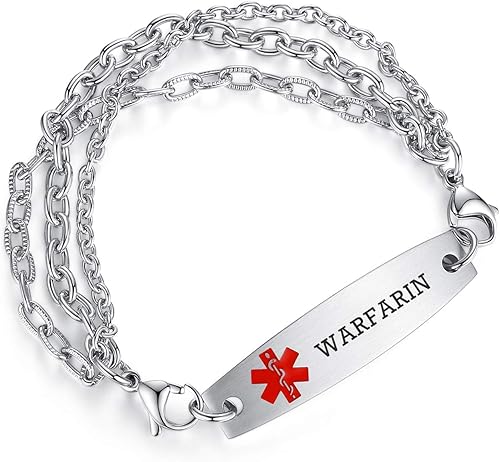 Miniatura 25 de Brazaletes de alerta médica ajustables de 7.5" a 9" para mujer/hombre, de acero inoxidable, intercambiables