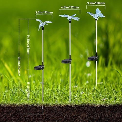 Miniatura 8 de OxyLED Juego de 6 luces solares para jardín, estaca LED para exteriores, iluminación que cambia de color, impermeable, luces solares de colibrí,
