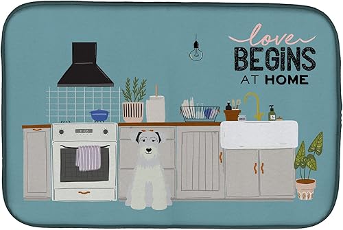 Miniatura 264 de Caroline's Treasures CK7824DDM - Tapete absorbente para secado de platos con diseño de bulldog inglés, rojo y blanco, para encimera de cocina, 14 x