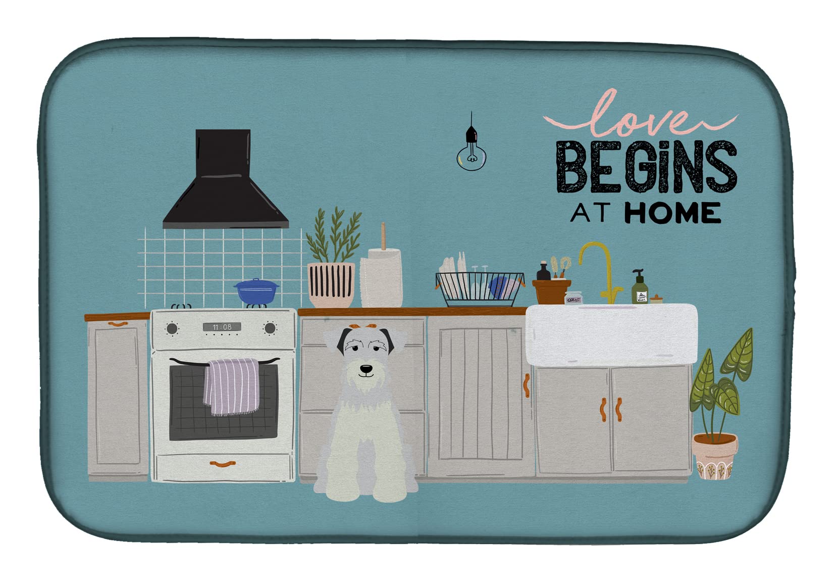 Tapis de séchage pour vaisselle Caroline's Treasures Schnauzer Blanc cuisine propre