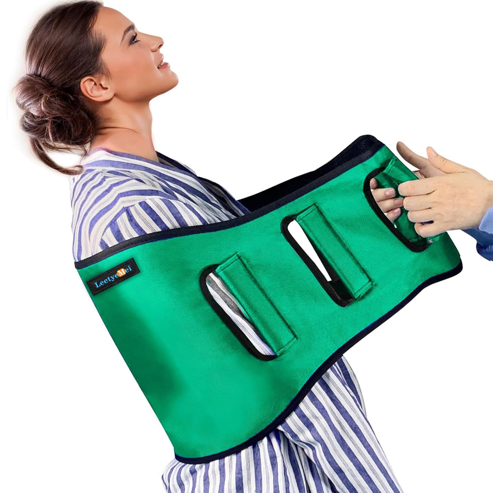 Transfer Sling for Seniors, Transfer Belt Widened Back Curve Design Sling for Movement, Transfer Boards for Bedridden Patient, Bed Assist Handle, Back Lift Belt for Patient Care (Green)