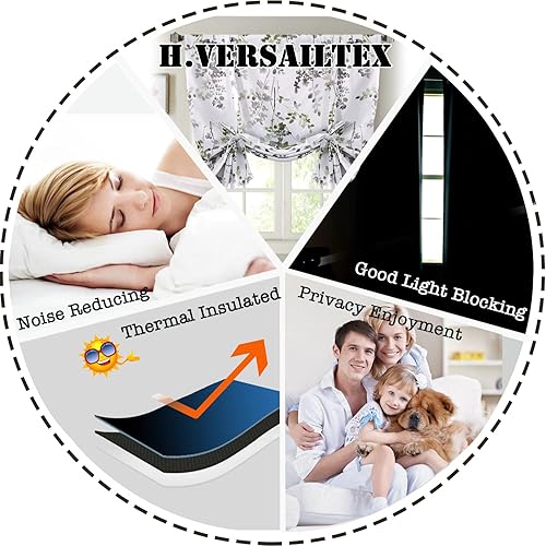 Miniatura 6 de H.VERSAILTEX Cortina blackout con amarre para ventana, con aislamiento térmico y dobladillo para barra, panel ajustable con dobladillo para barra,