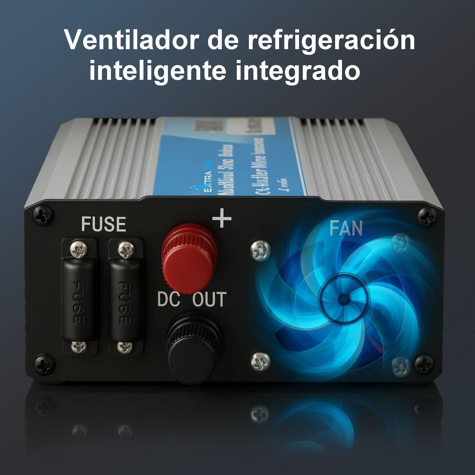 EXTRALINK Inversor 12V 220V Onda Modificada 500W 1000W Pico – Convertidor 12V 200V con USB, Enchufe de mechero, Ventilador y Protección Cuádruple – para Coche, Autocaravana, Barco, Camping, Solar