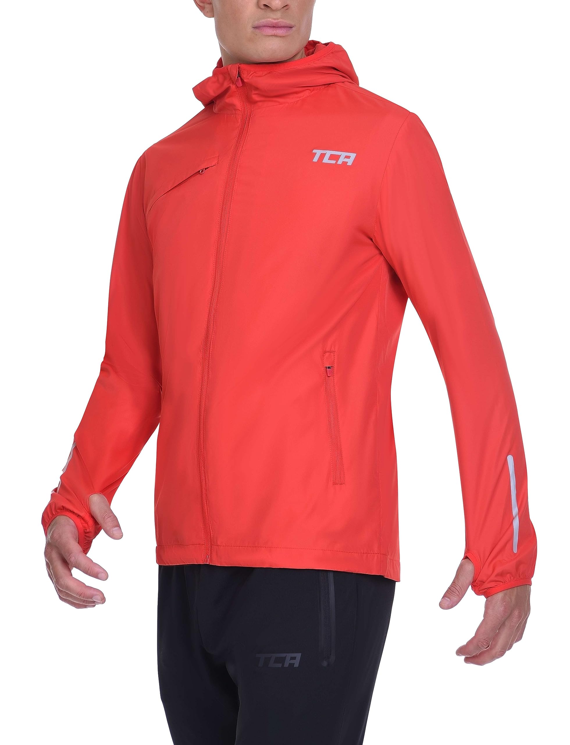 TCA Chaqueta Softshell de Running para Hombres, Reflectante, Transpirable y Plegable, con Bolsillos con Cierre