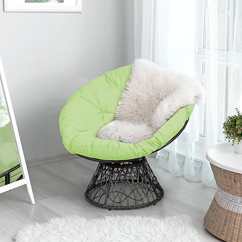 Miniatura 13 de Tangkula Papasan Silla ergonómica de ratán con cojín giratorio de 360 grados y cojín suave, estructura sólida y base estable, ideal para jardín,