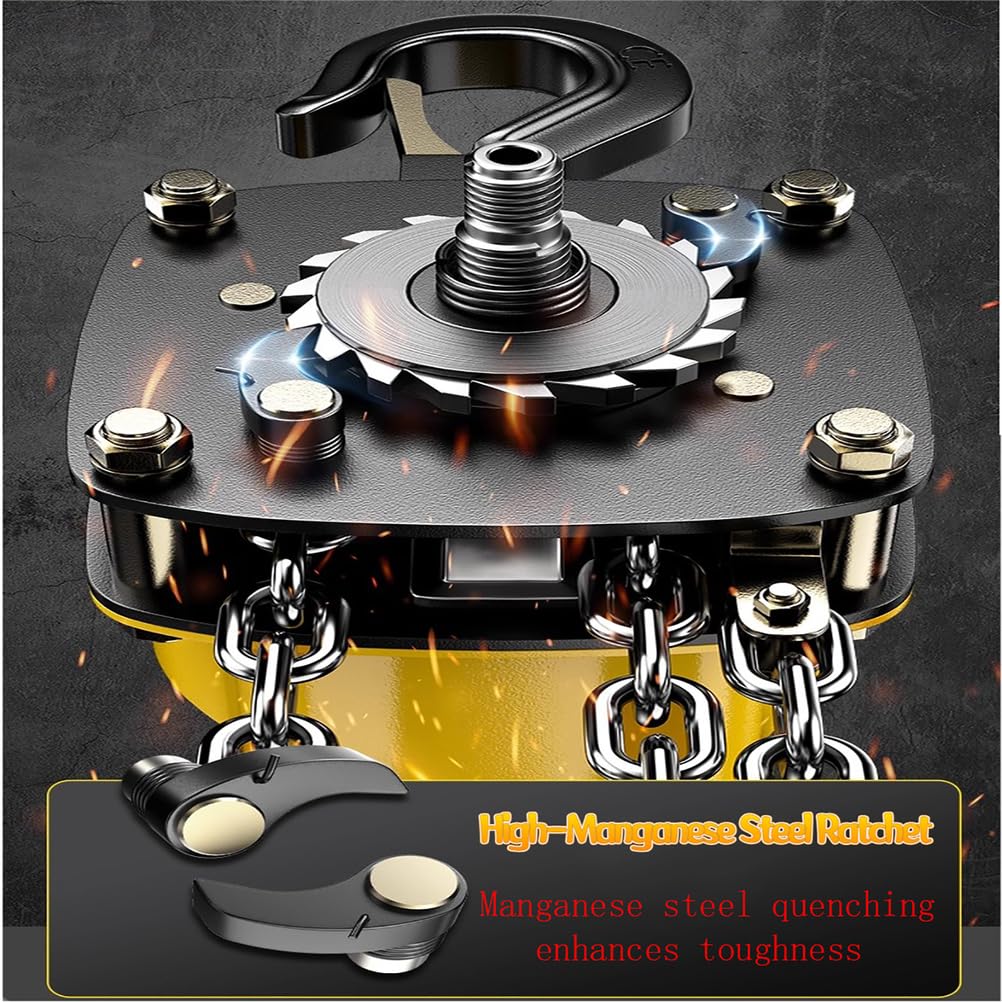 TY&WJ Polipasto De Cadena Mini 0.25 Tonelada (250Kg), Polipasto Manual Compacto con Cadena G80 Ganchos Giratorios Polipasto Manual De Cadena para Taller,Garaje,0.25ton,6m/20FT