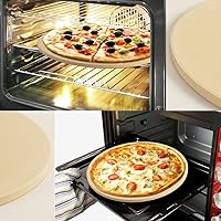 Vista 7 de homEdge Juego de Piedra para Pizza, Piedra de Hornear Redonda de Cordierita Resistente para Pan, Pizza, Piedra de Cocina Resistente a los Golpes