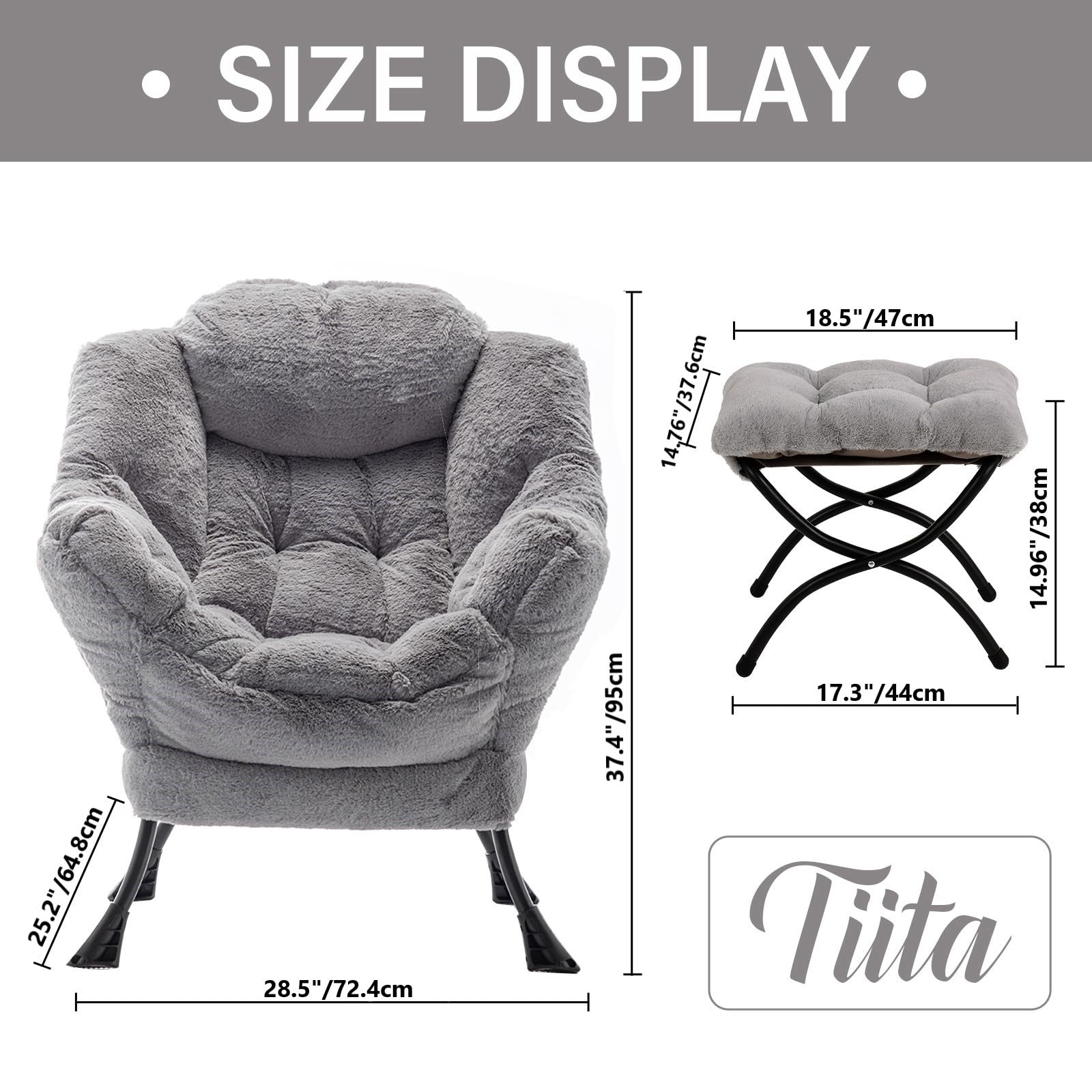 Sillón reclinable con otomana, grande, moderno, silla de ocio, de lectura, con reposapiés, para dormitorio, sala de estar, dormitorios, jardín y patio 3