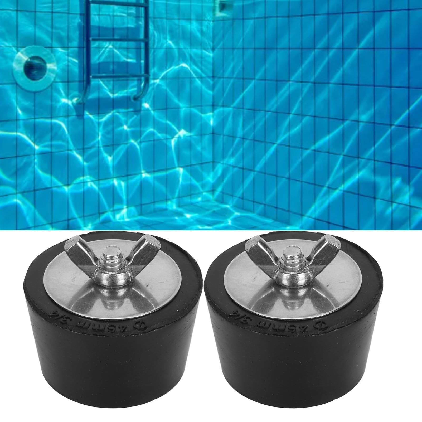 Bouchon D'hivernage de Piscine 2 Pièces en Caoutchouc et Acier Inoxydable, Empêche L'eau de Pénétrer dans les Tuyaux, Polyvalent pour les Tests de Pression, avec Utilisation (45mm)