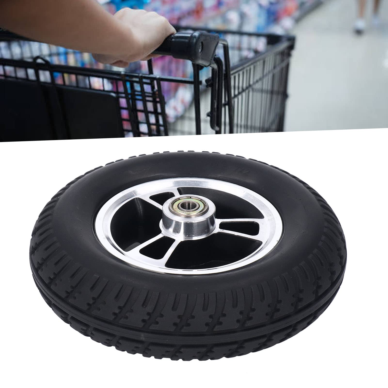 Ruota per Sedia a Rotelle in Acciaio Legato Ruota in PU Sostituzione Pneumatici Antiscivolo per Carrello 7 Pollici