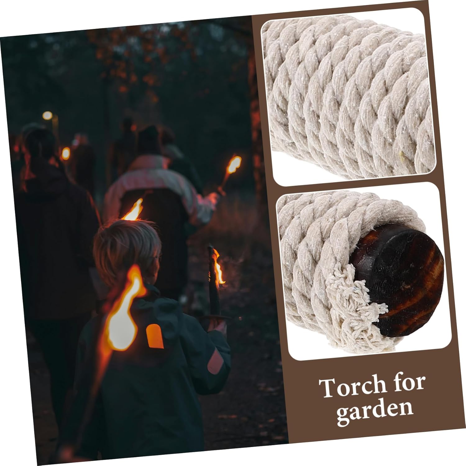 BESPORTBLE 2pcs Outdoor Wooden Torch Light for Garden Pathway Decor Refillable Kerosene Torch Lifespan for Patio and Lawn Lighting Vintage Style Festive Decoration