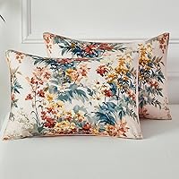 Vista 14 de WINLIFE Juego de 2 fundas de almohada 100% algodón con estampado floral de jardín (estándar 20 x 26 pulgadas, lila)
