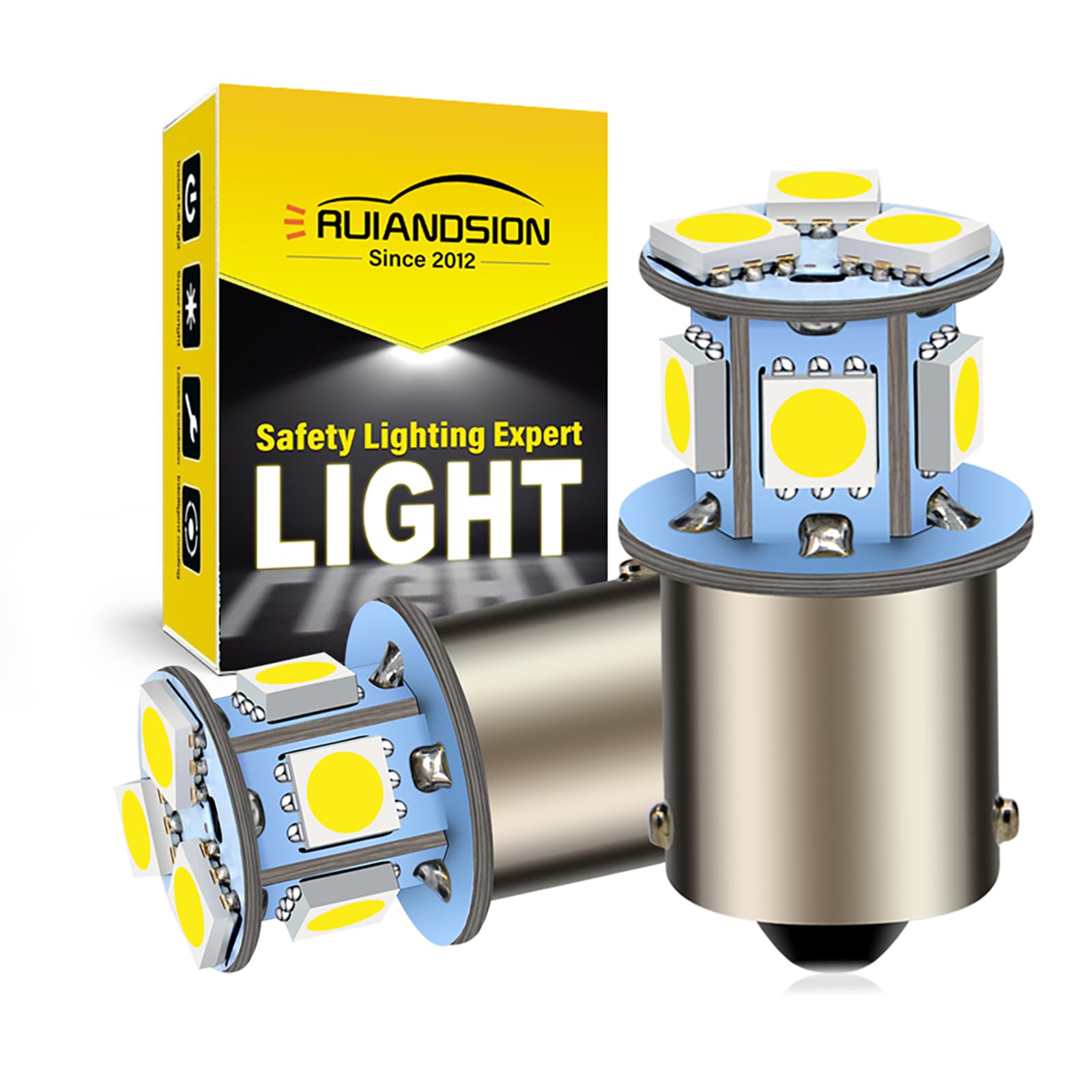 Ruiandsion 2pcs 1156 7506 BA15S LED Bulb 6V Super Bright 5050 8SMD Chipset LED Replacement Bulb for Reverse light Turn signal light Tail light,Non-polarity(White)