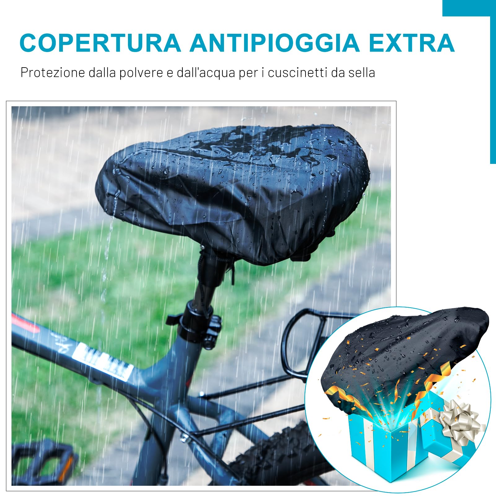 TECHCYC Coprisella Bici Gel Morbido, Copri Sella Sellino Bicicletta Silicone Antiscivolo Migliorato, Ergonomico, Morbido e Confortevole, con Copertura Impermeabile, per Ciclismo da Strada, MTB (YG35)