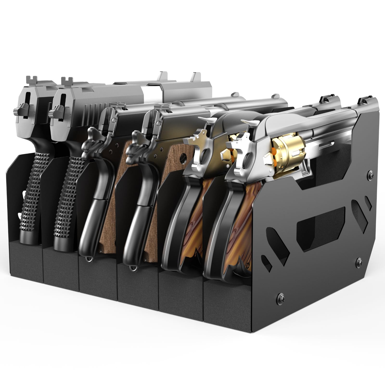 Foam Pistol Rack for Gun Safe & Gun Cabinet Accessories, Durable Soft Foam Handgun Organizer with Moisture/Scratch Resistance & Anti-Slip, Firearm Storage Rack Stand for Displays (6 Slots Black)